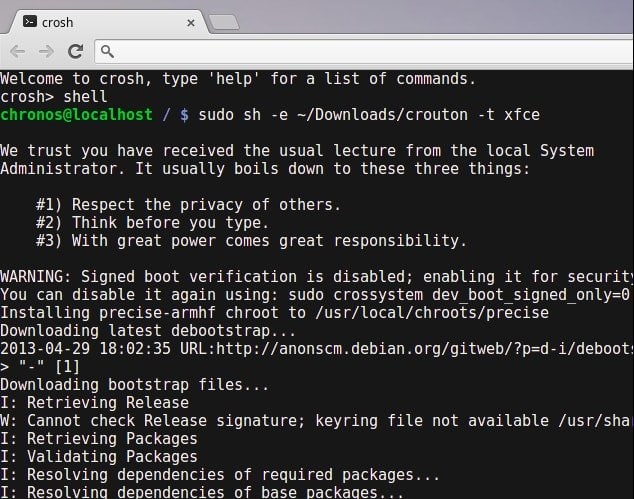 Installing Crouton in Chromebook