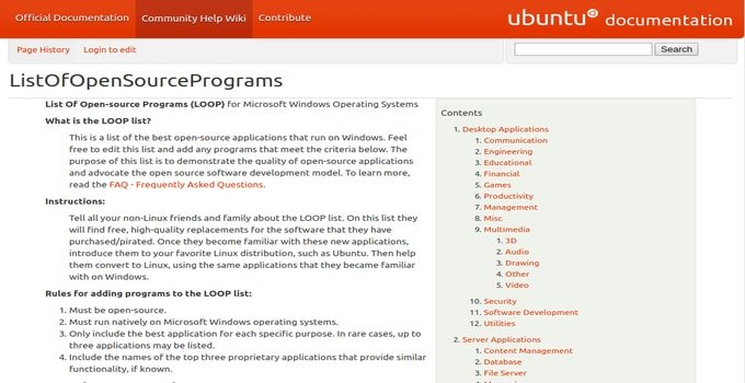 List Of Open Source Programs - LOOP
