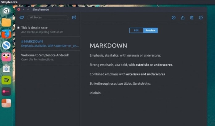 Simplenote -markdown-feature-with-dark-theme