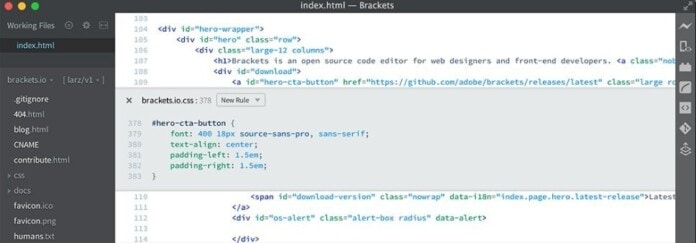 Brackets Code Editor