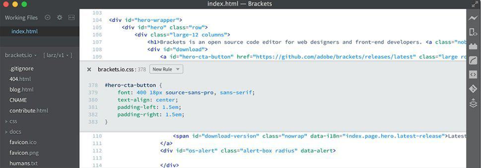 Brackets Code Editor