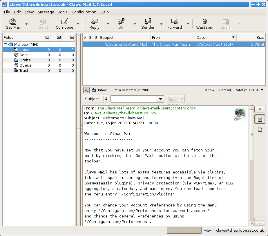 Claws Mail - A GTK+ Based Free Email Client for Linux