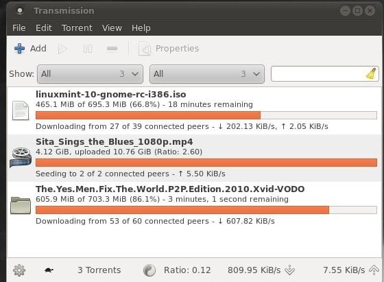 Transmission torrent client