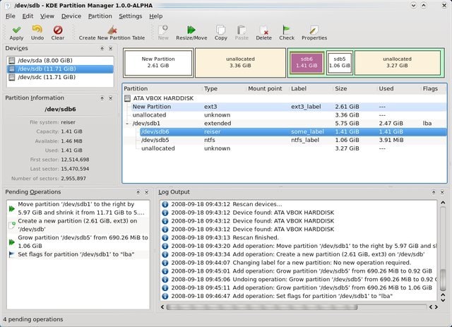 KDE Partition Manager