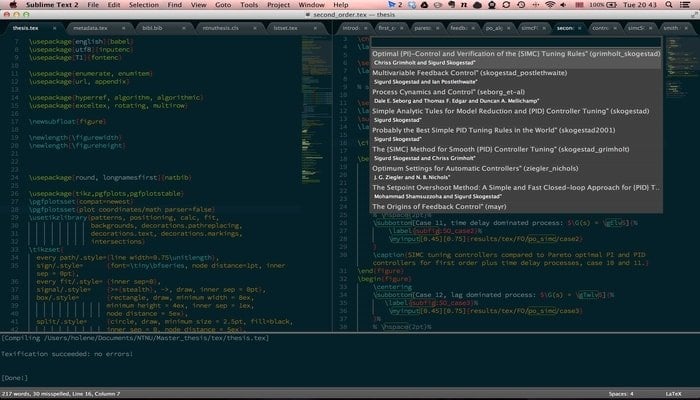 Sublime Text with LaTeXTools or LaTeXing Plugin