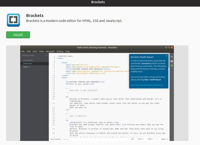 Brackets in the Ubuntu software center