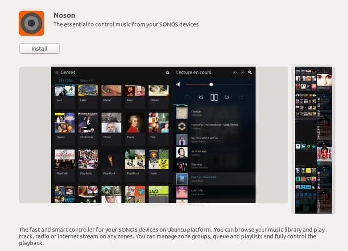 Install Noson app from Ubuntu software center