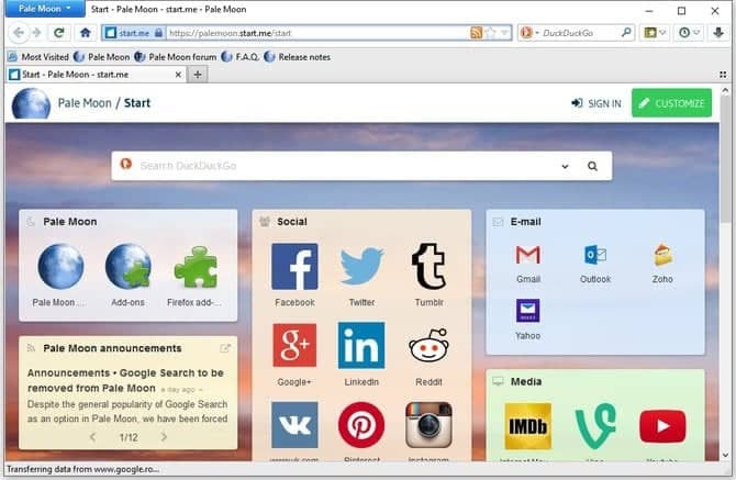 Pale Moon Browser for Ubuntu Linux