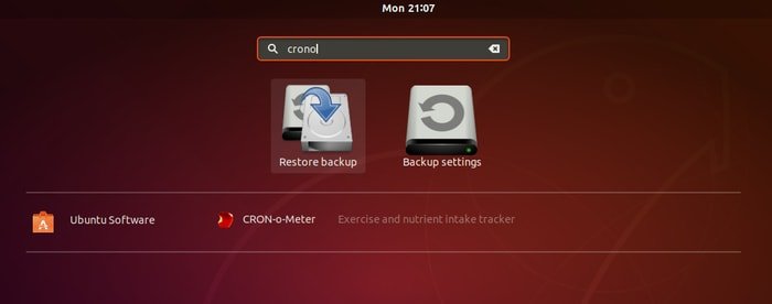 Cronopete Backup Tool on Gnome App Drawer