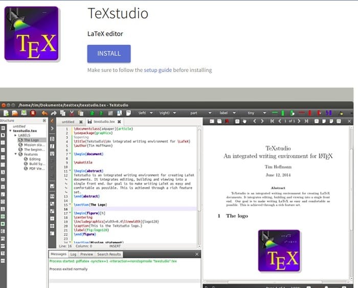 Install TeXstudio from FlatHub app store