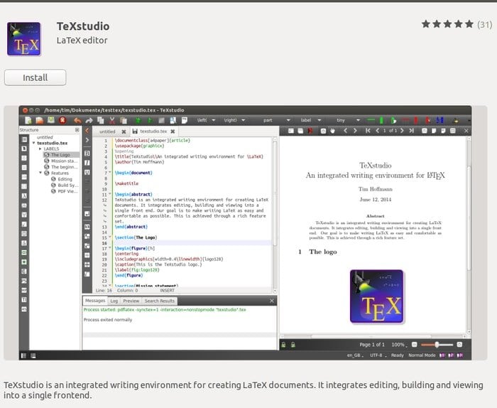 Install TeXstudio from Ubuntu software center