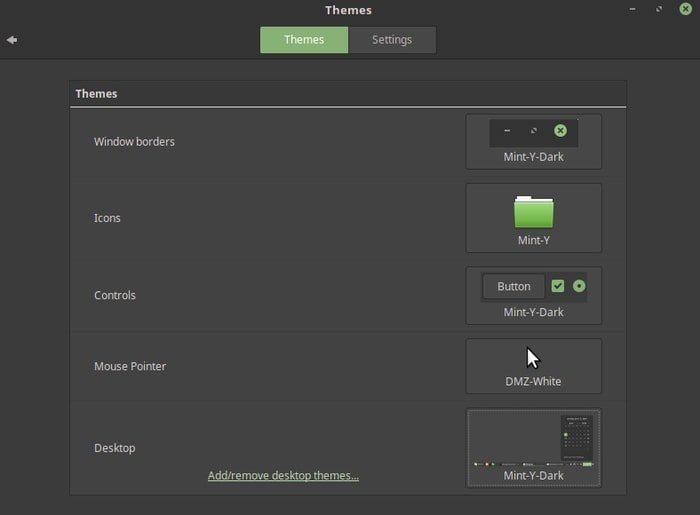 Linux Mint Theme Setting