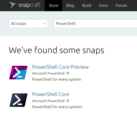 Microsoft PowerShell in Official Snap Store