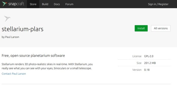 Install Stellarium as a Snap Package