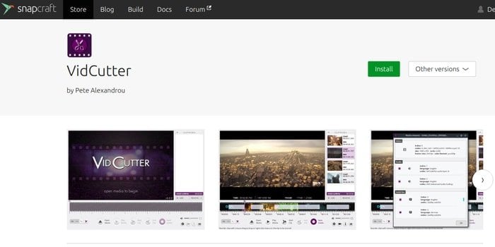 VidCutter in the Ubuntu Snap App Store