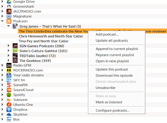 Clementine Podcast Player