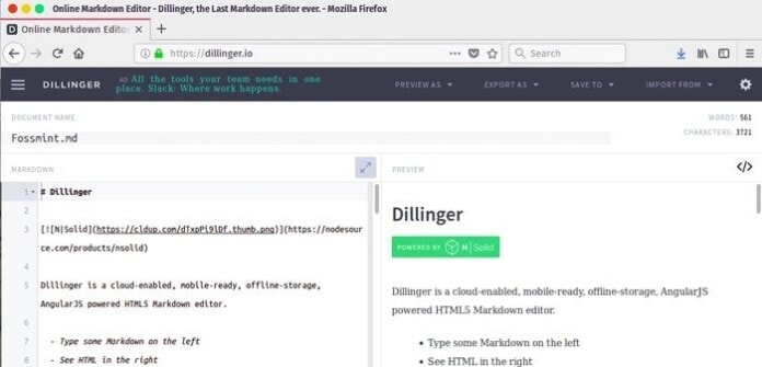 Dillinger - An AngularJS Powered Online HTML5 Markdown Editor