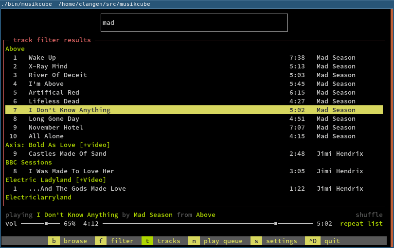 Musikcube – A Cross-platform and Terminal-based Music Player