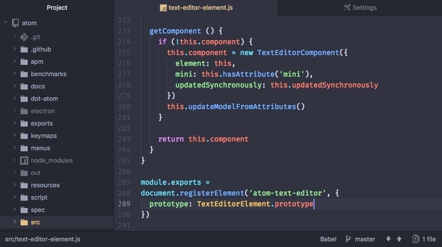 atom javascript text editor