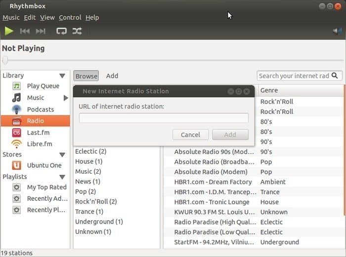 rhythmbox Radio Streaming Software for Linux