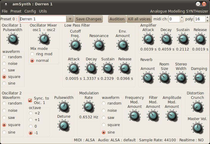 amSynth in Linux Synthesizers