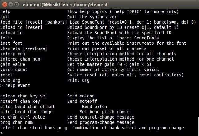 the fluidsynth shell