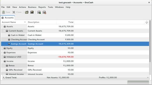 GnuCash finance software for Linux