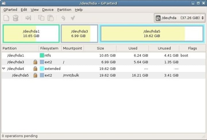 GPArted Linux disk cloning software