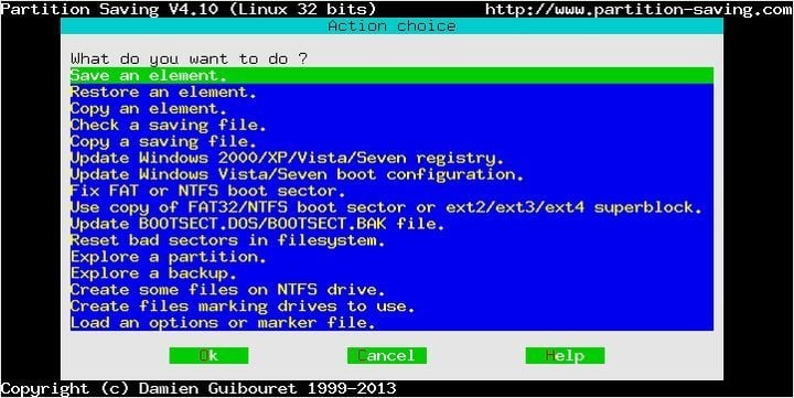 Partition Saving disk cloning software