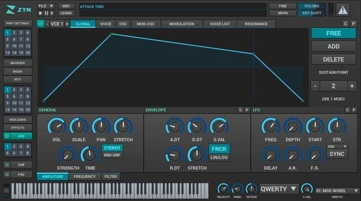 zynaddsubfx in Linux synthesizers