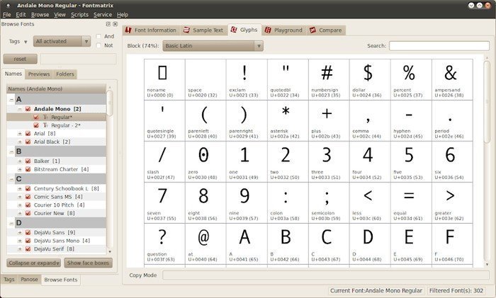 FontMatrix Ubuntu font manager