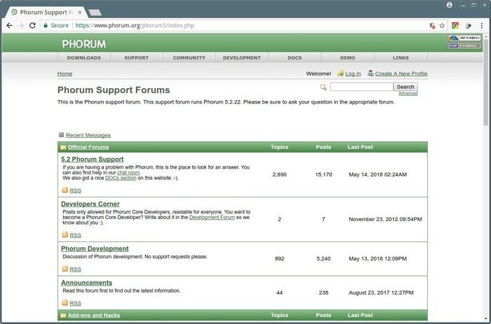 phorum- open source forum software