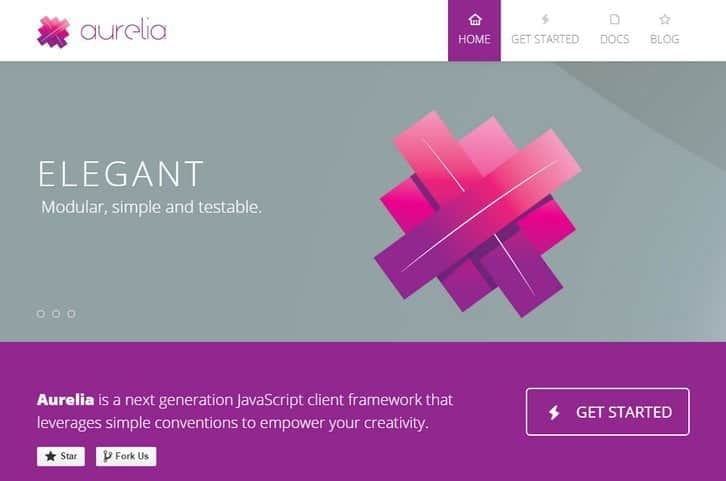 Homepage Aurelia JavaScript Frameworks