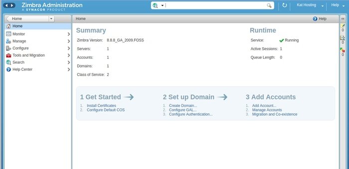 Zimbra mail server