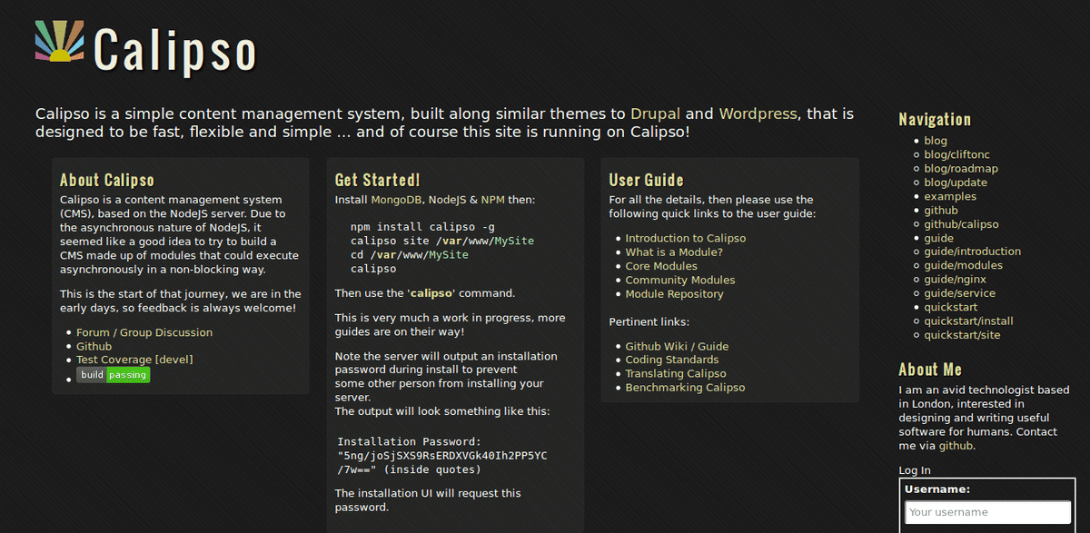 A brief on Calipso Node Js Server Based CMS