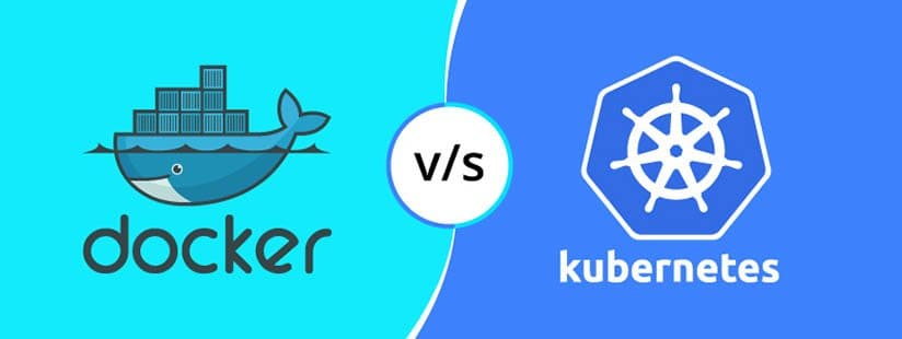 Docker vs Kubernetes logo on two different color code