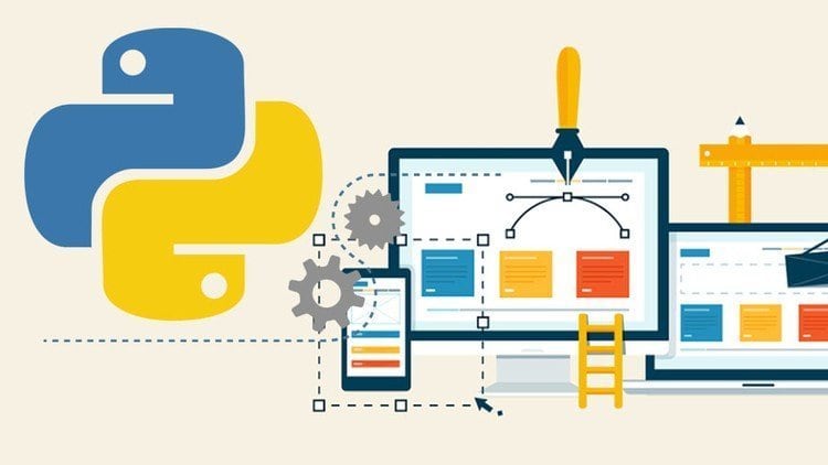 Light Background With Python Logo Aside and Logos of Multiple Gadgets With Graphs and Tools: Type: Python Certification