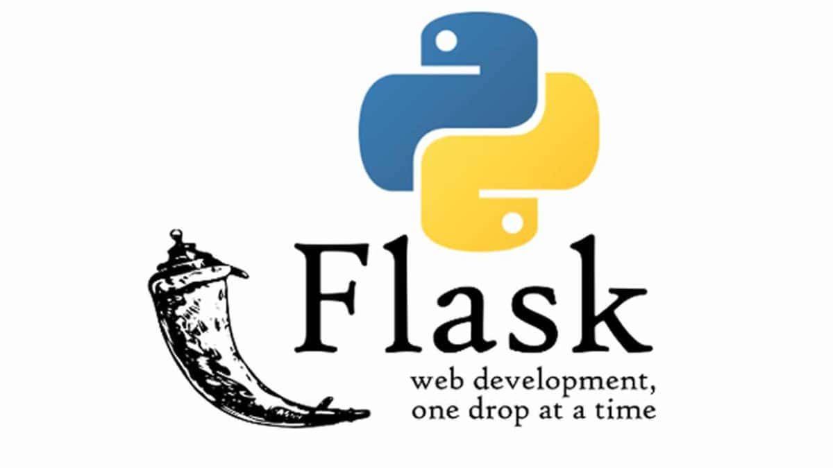 Python and Flask Logo With A Motto Line On White Background. 