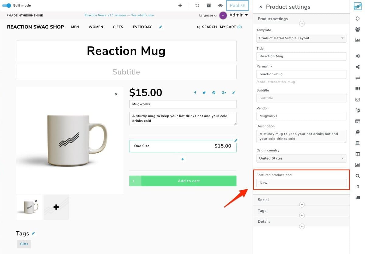 An example of an eCommerce shop with reaction commerce