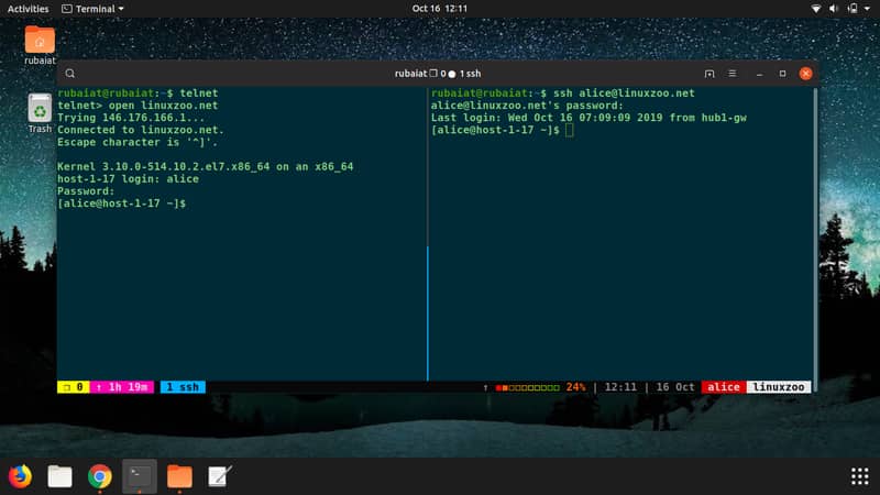 Linux network commands for remote login