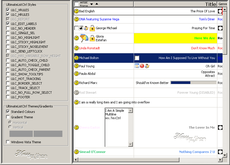 introduction to UltimateListCtrl with wxPython