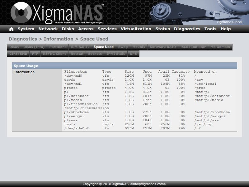 Linux NAS server XigmaNAS