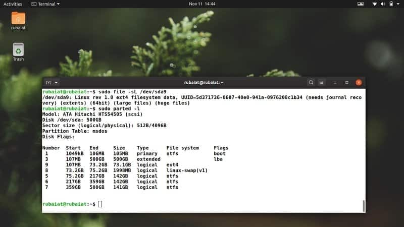 check file system type in Linux