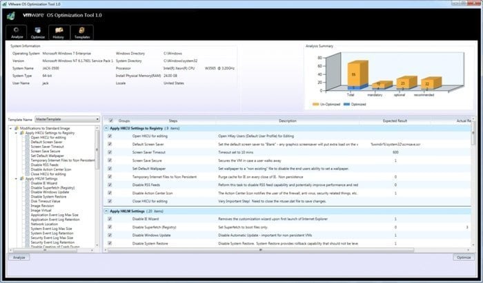 OS optimization VMware tools