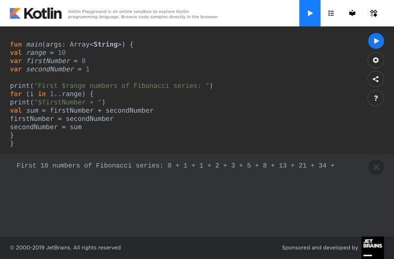 Fibonacci program in Kotlin