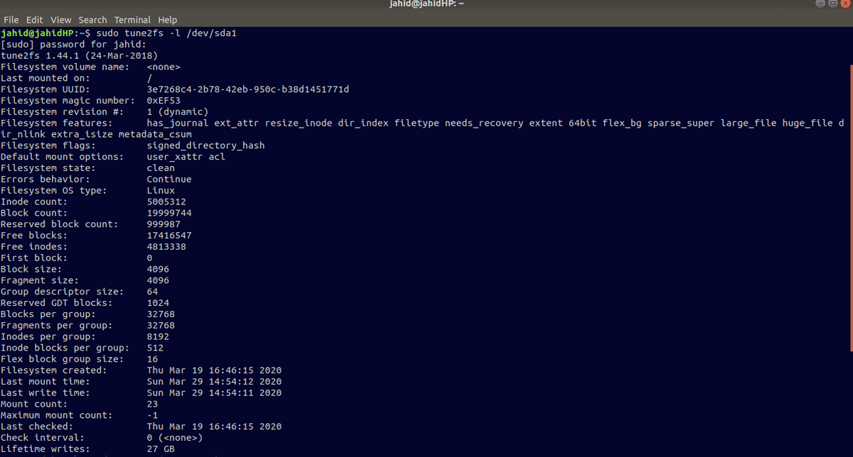 details of tune2fs identify UUID filesystem in linux