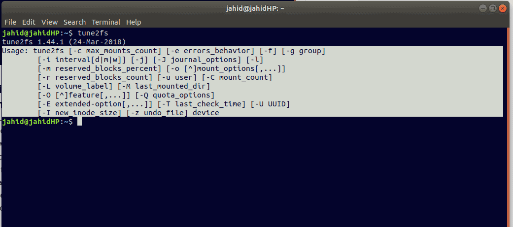 uses of tune2fs identify UUID filesystem in linux