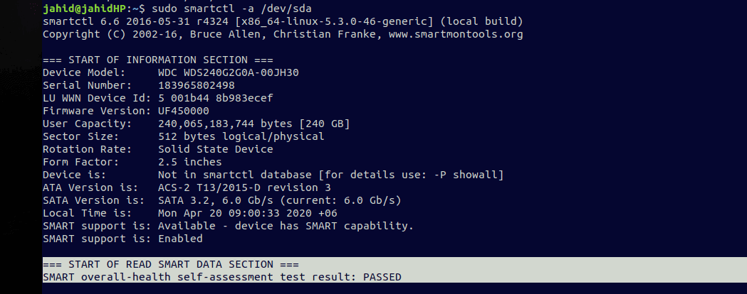 SMART overall-health self-assessment test result