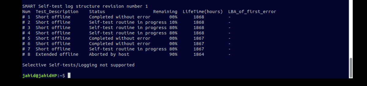 linux hard disk health check