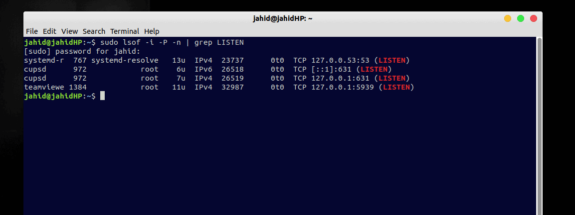 linux open port checker lsof